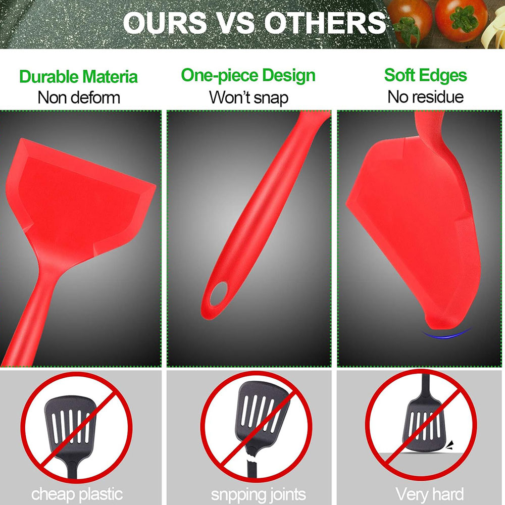 Red BK Non-Stick Silicone Turn - Okonomiyaki Spatula recension och pris