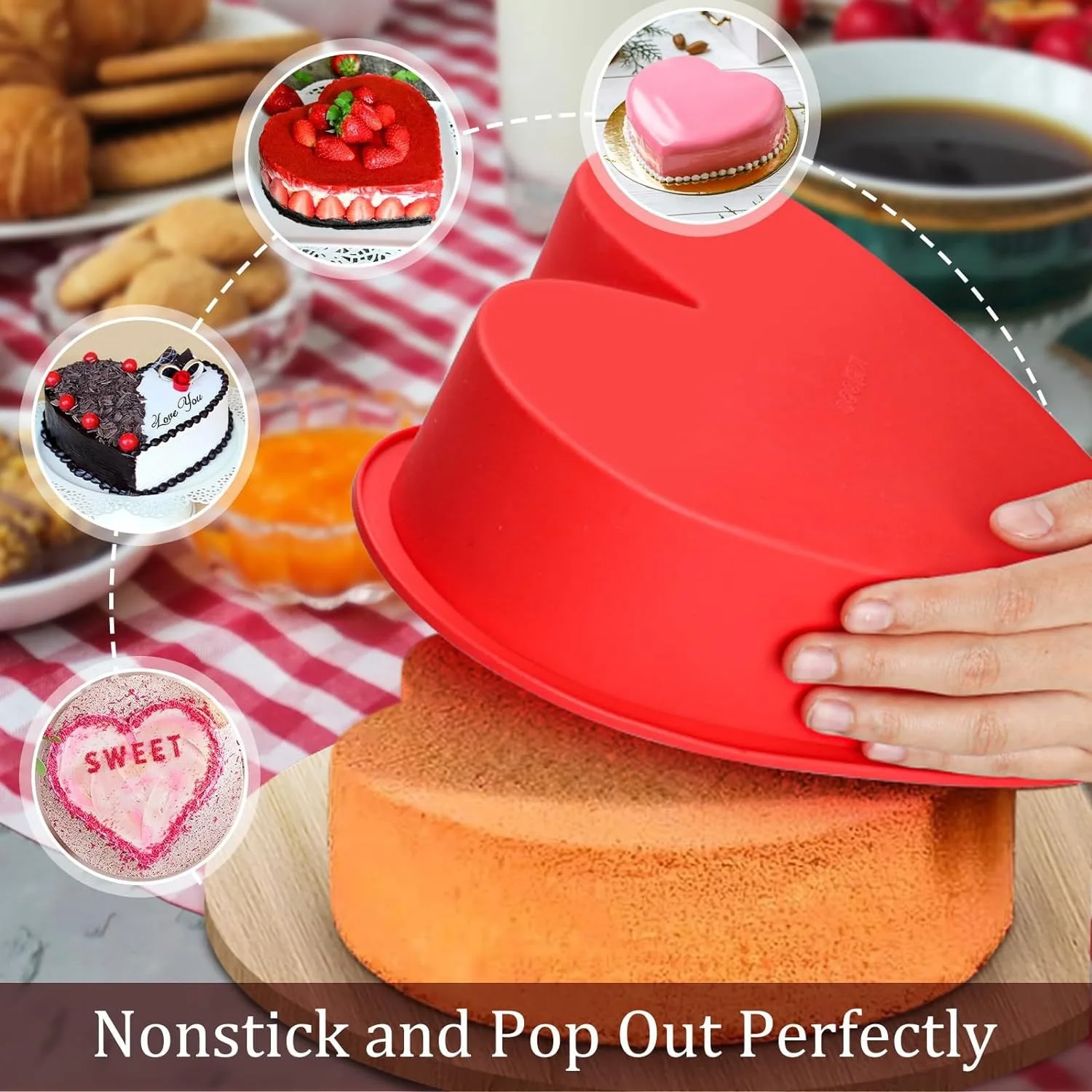 8/10in Silicone Heart Shaped C - Bunny Cake Mold recension och pris